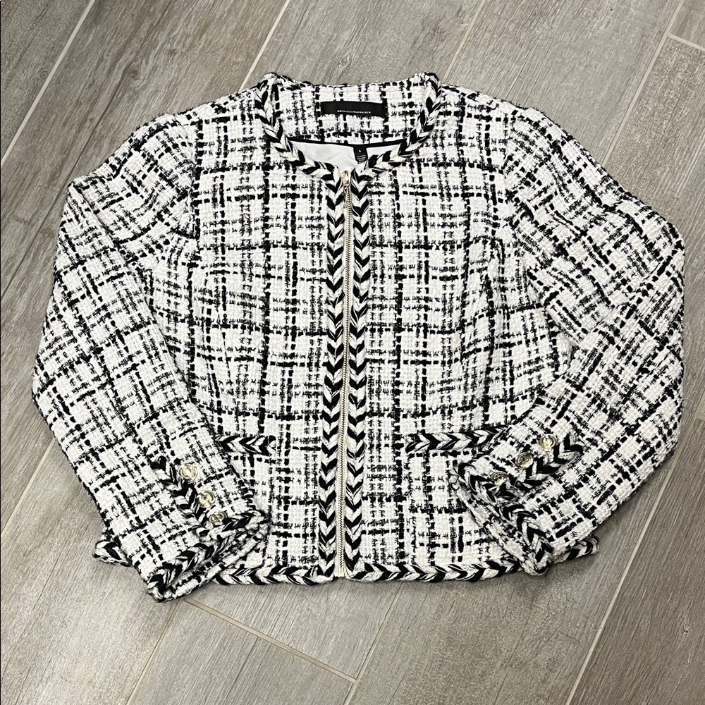 White House Black Market Monochrome Tweed Blazer